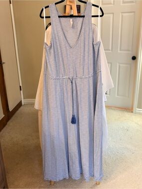 torrid Belle Isle Blue and White Striped Sleeveless Maxi Dress 3X